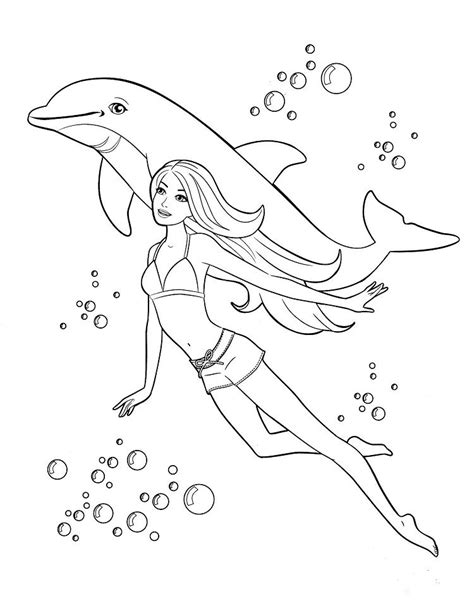 A little mermaid on rock. Barbie and Dolphin Coloring Pages | Dolphin coloring pages ...