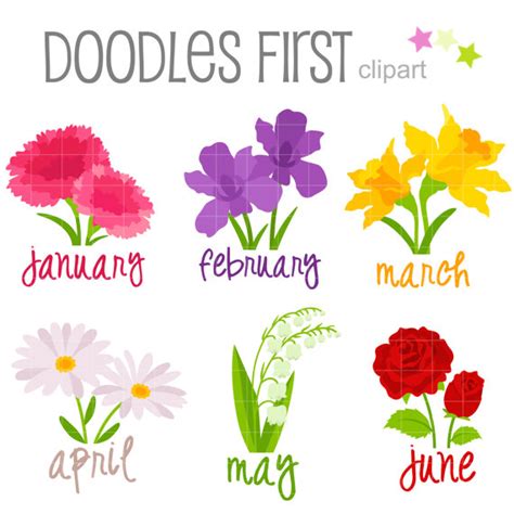 Check spelling or type a new query. Flower of the Month January June Digital Clip Art for