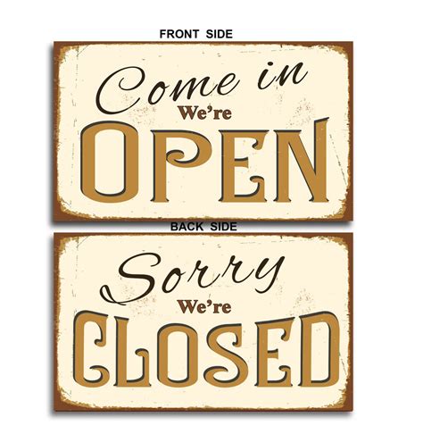 Open Closed Sign Vintage Style Open Closed Signcome In Were Open