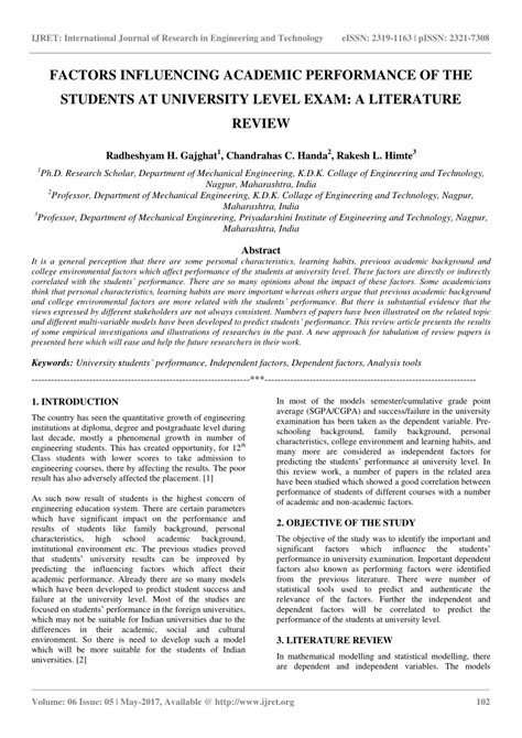 Pdf Factors Influencing Academic Performance Of The Students At