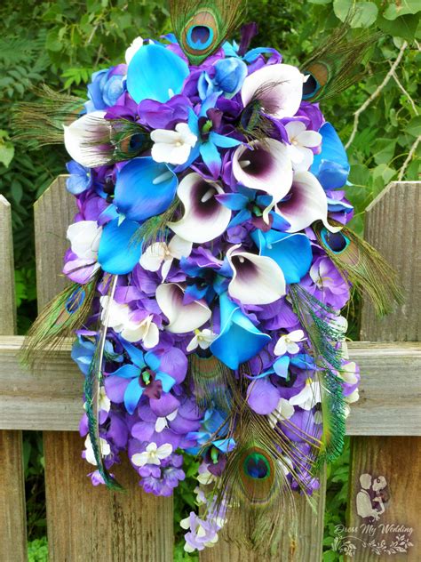 dress my wedding cascading purple and blue bridal bouquet