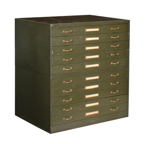 The ball credenza features a modern bleached burl wood case wood with metal inlay and metallic lacquer ball. Vintage Army Green Steel Flat File Map and Blueprint ...