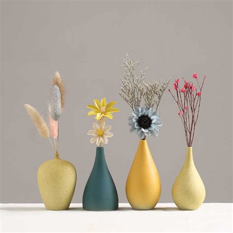 European Simple Ceramic Vase Yellow Porcelain Vases Small Flower Vase Diy Bottle Wedding Vases