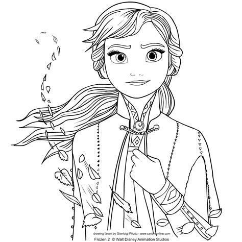 Zabarwione strony maluch pociąga pędzelkiem zamoczonym w wodzie i otrzymuje piękne, barwne ilustracje. Anna from Frozen 2 coloring page