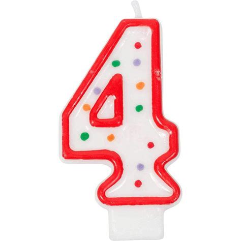 Jacent Polka Dot Number Birthday Candle Cake Topper 4 Candle