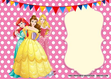 Free Printable Disney Princess Polkadot Invitation Templates Disney