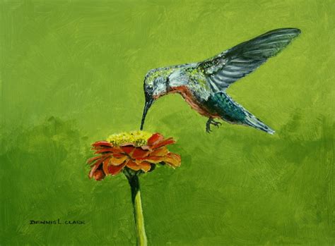 How To Paint A Humming Bird At Zinnia In Acrylic — Online Art Lessons