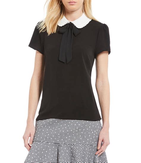 Short Sleeve Peter Pan Collar Contrast Blouse Contrast Blouse Peter