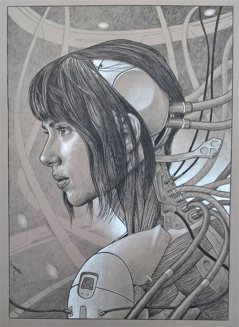 Ghost In The Shell Pencil Drawing Neil Davies Posterspy