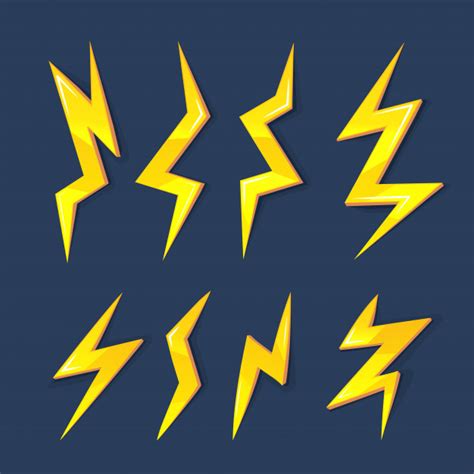 Vector Cartoon Illustration Set Of Lightning Bolts Vector