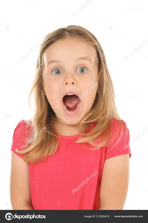 Surprised Little Girl White Background Stock Photo By ©serezniy 212265410
