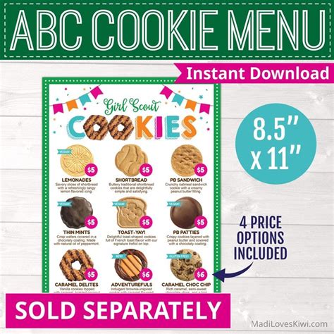 2022 ABC Cookie Menu Girl Scout Door Hanger Printable I - Etsy in 2022