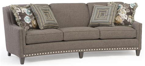 Frames, thick removable seats, back pillows, flat full. Slightly Curved Sofa with Sloping Track Arms and Nail Head ...