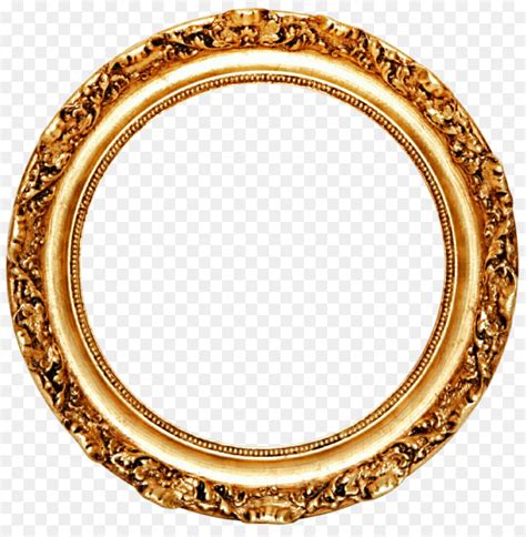 Frame, photo frame, template, photoshop, transparent background. Picture frame Mirror Circle Gold leaf - Golden Round Frame ...