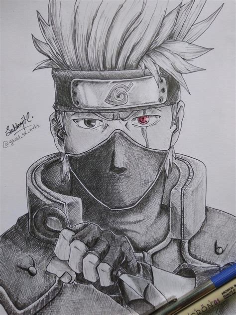 A Sketch Of Kakashi By Me Naruto Naruto Sketch Drawing Kakashi