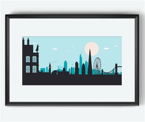 London Skyline, London art, London print, London poster, London UK, Sherlock Holmes inspired ...
