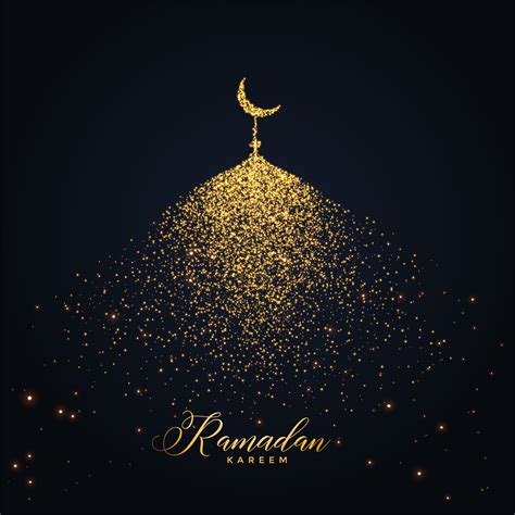 Ramadan Kareem Design With Mosque Made With Glowing Particles