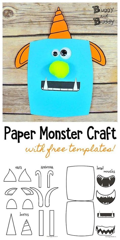 Trace the template patterns on colored construction paper. Easy Paper Monster Craft for Kids with Free Templates ...
