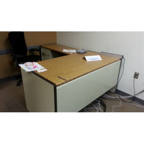 Desk steelcase 180x80 cm beech black. L-Shape Steelcase Desk with Drawers - Allsold.ca - Buy ...