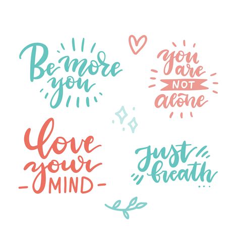 Lettering Quotes Set With Hand Drawn Slogans For Persons Suffering From