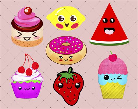 Kawaii Clipart Clipart De Dulces Kawaii Clipart De Comida Etsy Images