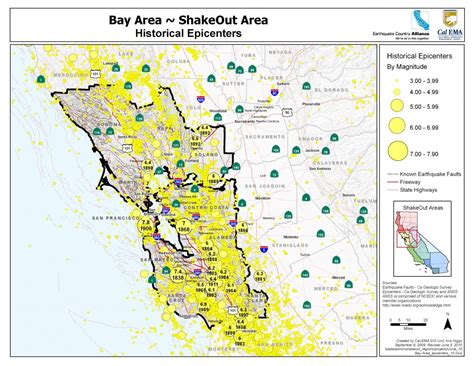 The Great California Shakeout Bay Area Usgs Recent Earthquake Map