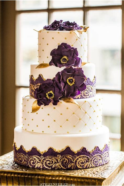 Purple And Gold Wedding Cake Shared On Style Unveiled Purple