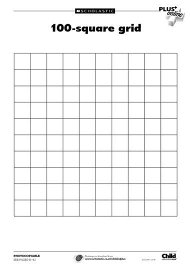 100 Square Grid Template 100s Chart Classroom Art Projects