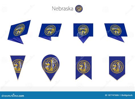 Nebraska Us State Flag Collection Eight Versions Of Nebraska Vector