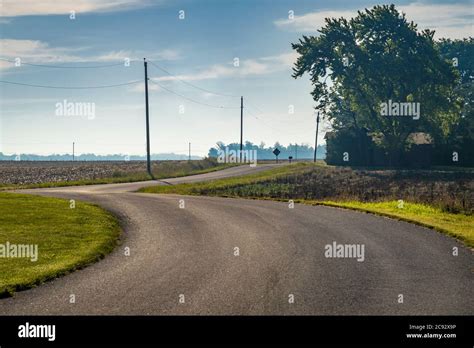 Quiet Country Road Indiana Usa Stock Photo Alamy