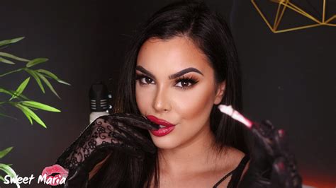 Sweet Maria Leather Gloves And Red Lips Tease Iwantclips
