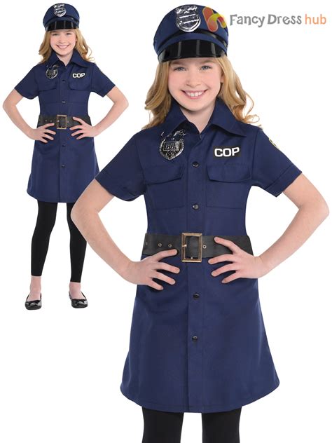 Girls Police Fancy Dress Childs Cop Policewoman Costume Wpc Book Week