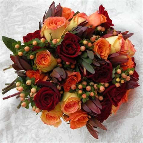 Red And Orange Rose Bouquet Wedding Flowers Red Roses Red Wedding Flowers Bride Flowers
