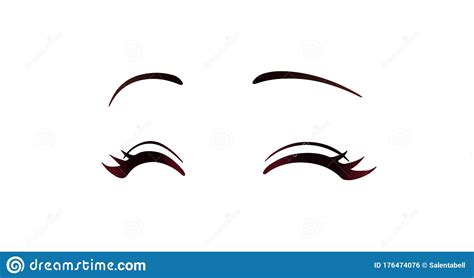 In example 2, the eyebrow is arched vertically, and the eye is closed, so we can deduce that the character is happy. Happy Anime Style Closed Eyes. Hand Drawn Vector Illustration. Stock Vector - Illustration of ...