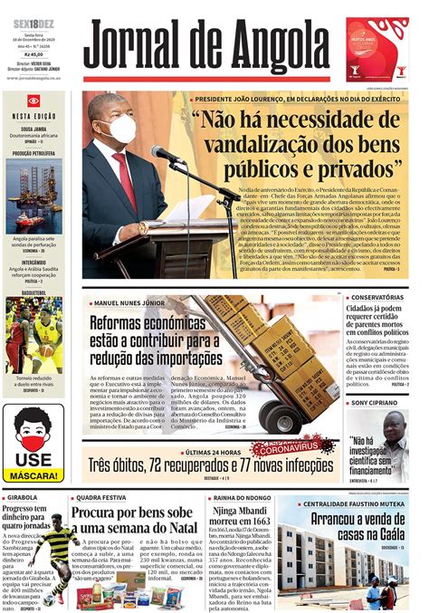 Jornal De Angola Sexta 18 De Dezembro De 2020