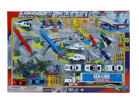 Deluxe Intl Airport Diecast Childrens Kids Toy Vehicle 42 Pcs