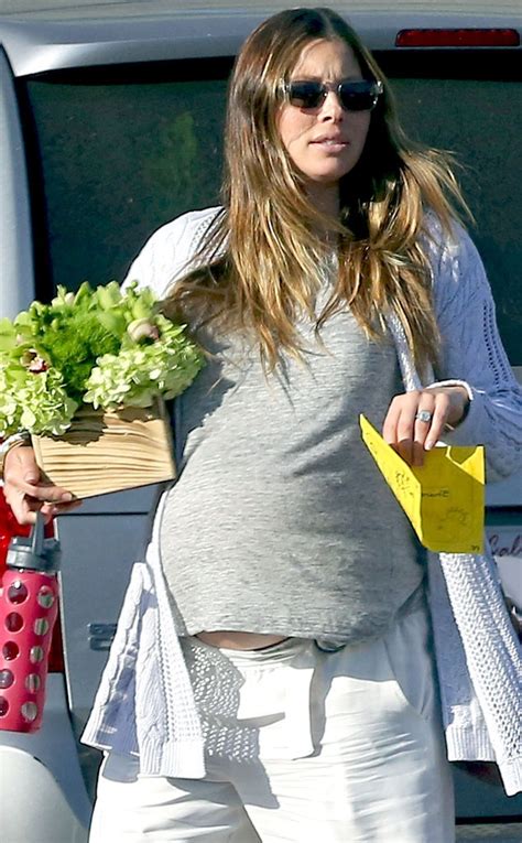 Jessica Biel Shows Peek Of Bare Baby Bump During Final Days Of PregnancySee The Cute Photo E