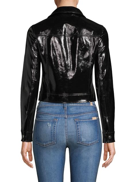 Lagence Patent Leather Cropped Jacket In Black Lyst