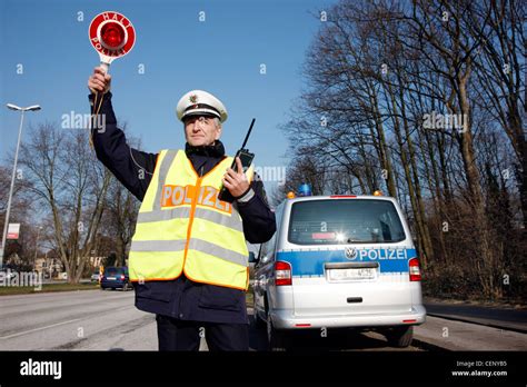 Police Control Traffic Speed Control Police Officer Stops Cars On A