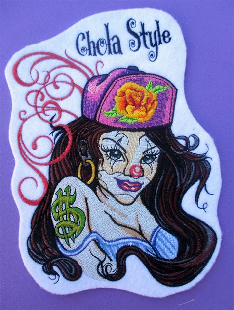 Xl Embroidered Chola Style Clown Girl Applique Etsy
