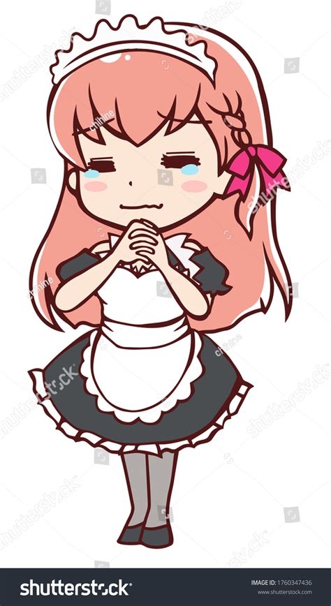 Animestyle Maid Crying Apologizing Being Sorry Stock Vector Royalty