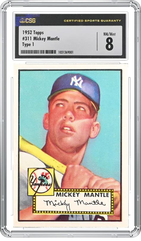 csg grades iconic 1952 topps 311 mickey mantle card valued at over 1 million csg