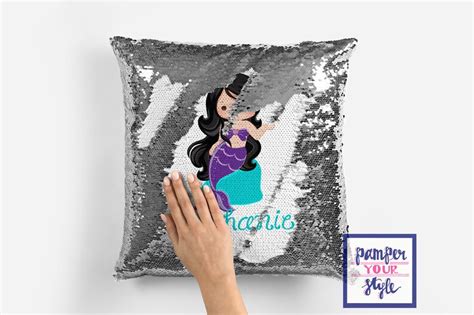 Personalized Mermaid Sequin Pillow Cover Custom Designed Etsy