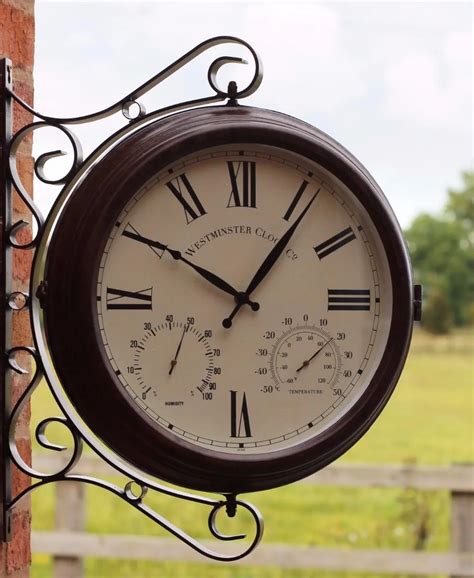 Oversized Outdoor Garden Double Sided Large Station Bracket Clock With