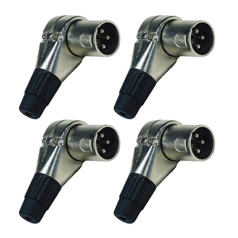 4 Pack Adjustable Right Angle 3 Pin Xlr Male Connector Xlr Plugs