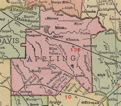 Appling County Georgia 1911 Map Rand Mcnally Baxley Surrency Graham