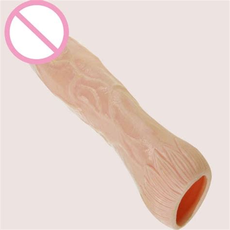 Hot Rushed Cyberskin Penis Extender Sleeve Extension Enlargement Male Dick Reusable Condoms Cock