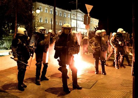 Riot Police Fire Tear Gas On Austerity Protesters In Greece