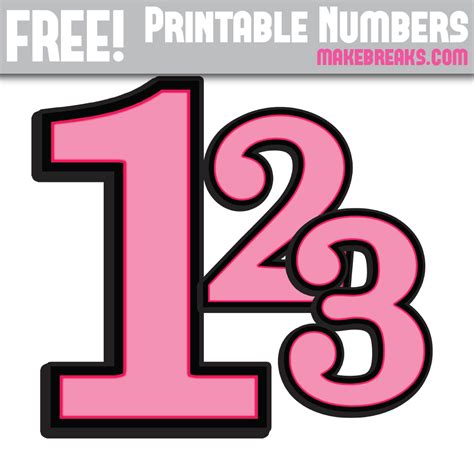 Pink With Black Edge Printable Numbers 0 9 Make Breaks Printable
