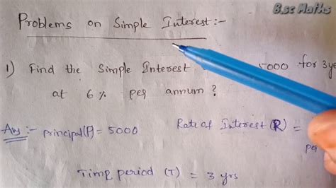 Simple Interest Problems Youtube